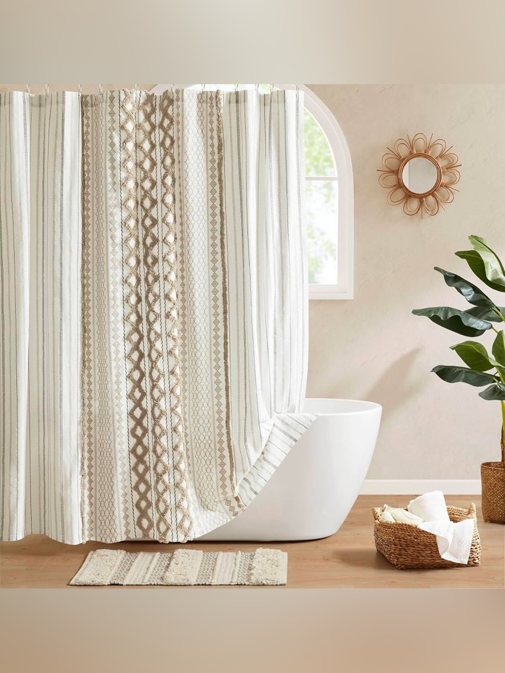 INK+IVY Extra Long Cotton Shower Curtain for Bathroom, Neutral, 72 x 84 boho